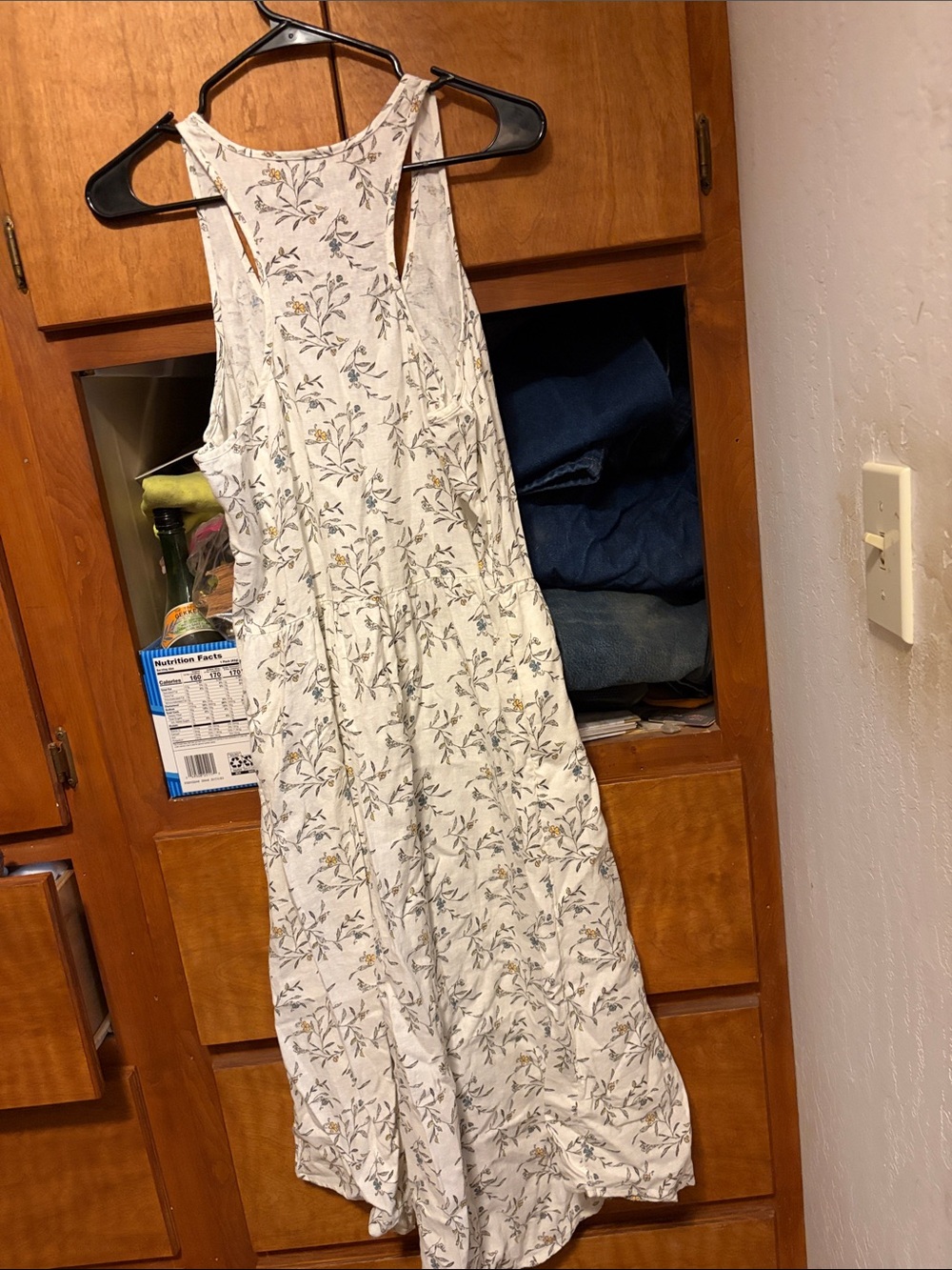 Universal Thread Cream Floral Racerback Dress with Subtle Green and Blue Print - Picture 4 of 4